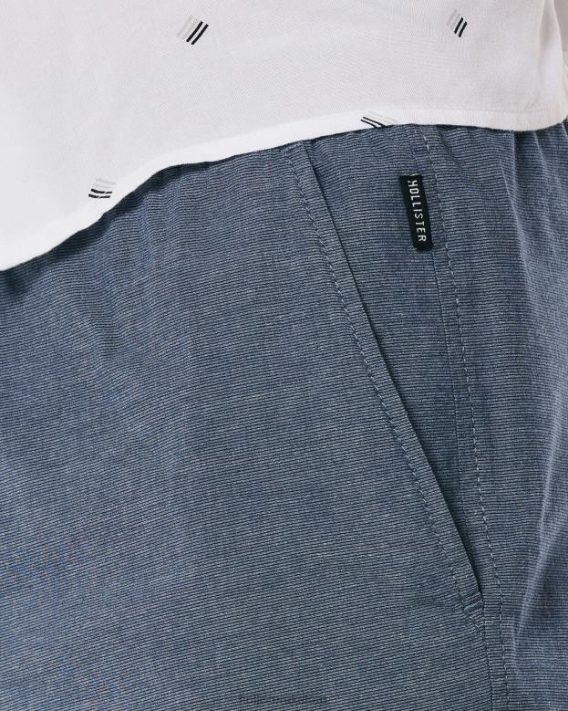 Bottoms Hollister Men Twill Jogger Shorts 5\\ 488201144 Navy Microstripe
